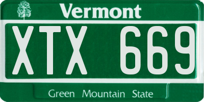 VT license plate XTX669