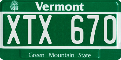 VT license plate XTX670
