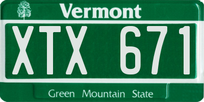 VT license plate XTX671
