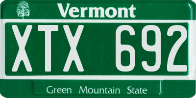 VT license plate XTX692