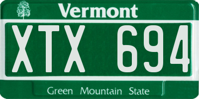 VT license plate XTX694