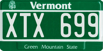 VT license plate XTX699