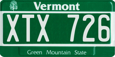 VT license plate XTX726