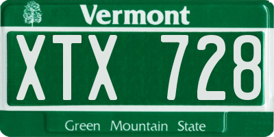 VT license plate XTX728