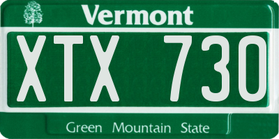 VT license plate XTX730
