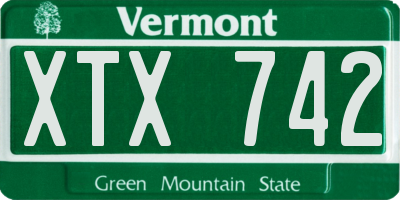 VT license plate XTX742