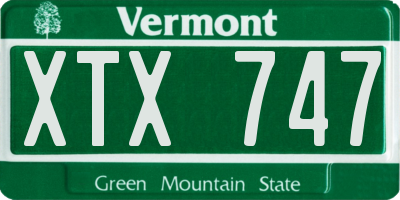 VT license plate XTX747