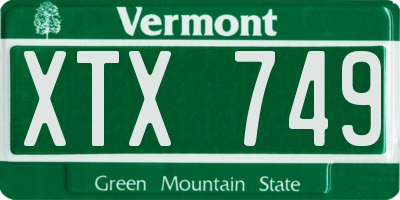 VT license plate XTX749