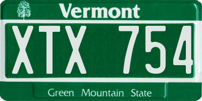 VT license plate XTX754