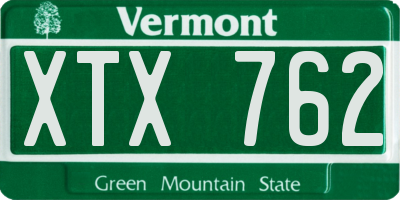 VT license plate XTX762