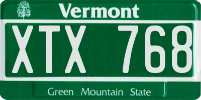 VT license plate XTX768