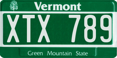 VT license plate XTX789