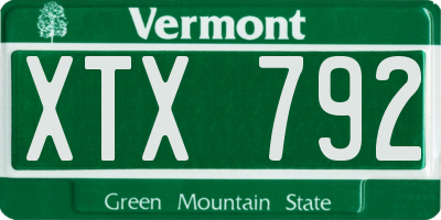 VT license plate XTX792
