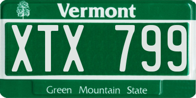 VT license plate XTX799