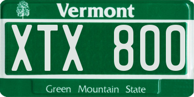 VT license plate XTX800