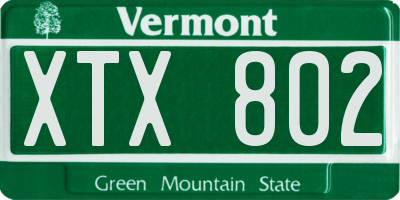 VT license plate XTX802