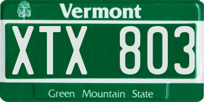 VT license plate XTX803