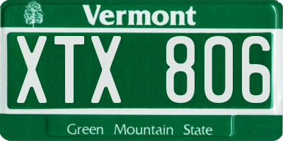 VT license plate XTX806