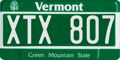VT license plate XTX807