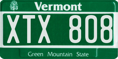 VT license plate XTX808