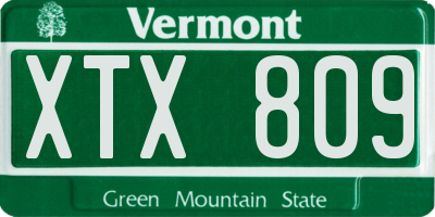 VT license plate XTX809
