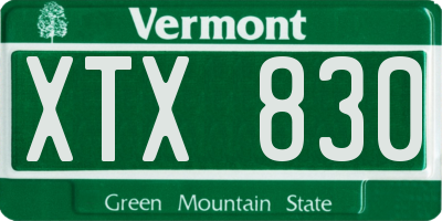 VT license plate XTX830