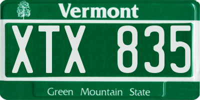 VT license plate XTX835