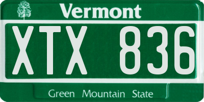 VT license plate XTX836