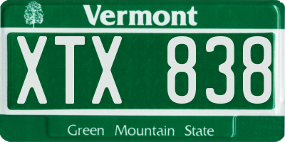 VT license plate XTX838
