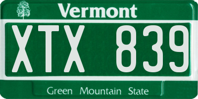 VT license plate XTX839