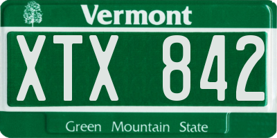 VT license plate XTX842