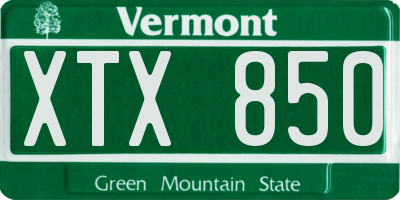 VT license plate XTX850