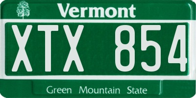 VT license plate XTX854