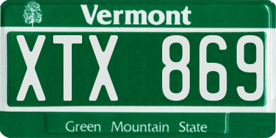 VT license plate XTX869