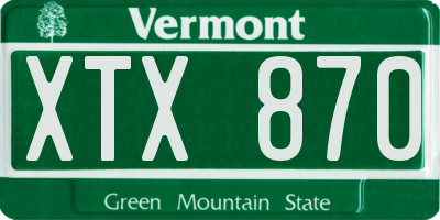 VT license plate XTX870