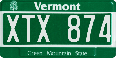 VT license plate XTX874
