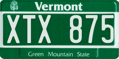 VT license plate XTX875