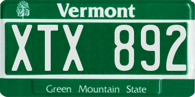 VT license plate XTX892