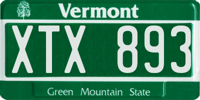 VT license plate XTX893