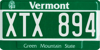 VT license plate XTX894