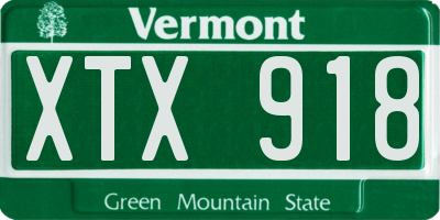 VT license plate XTX918