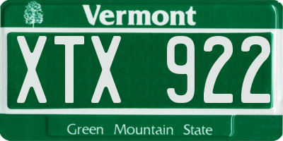 VT license plate XTX922