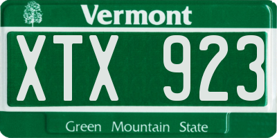 VT license plate XTX923