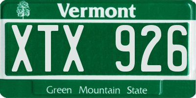 VT license plate XTX926