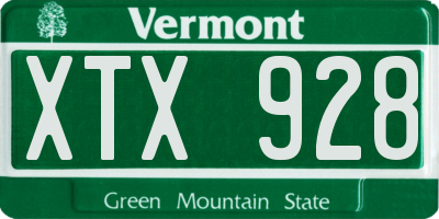 VT license plate XTX928