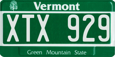 VT license plate XTX929