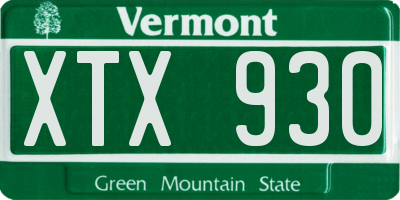 VT license plate XTX930