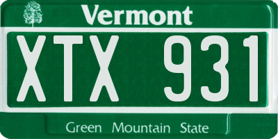 VT license plate XTX931
