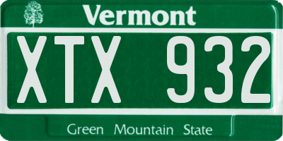 VT license plate XTX932