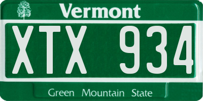 VT license plate XTX934